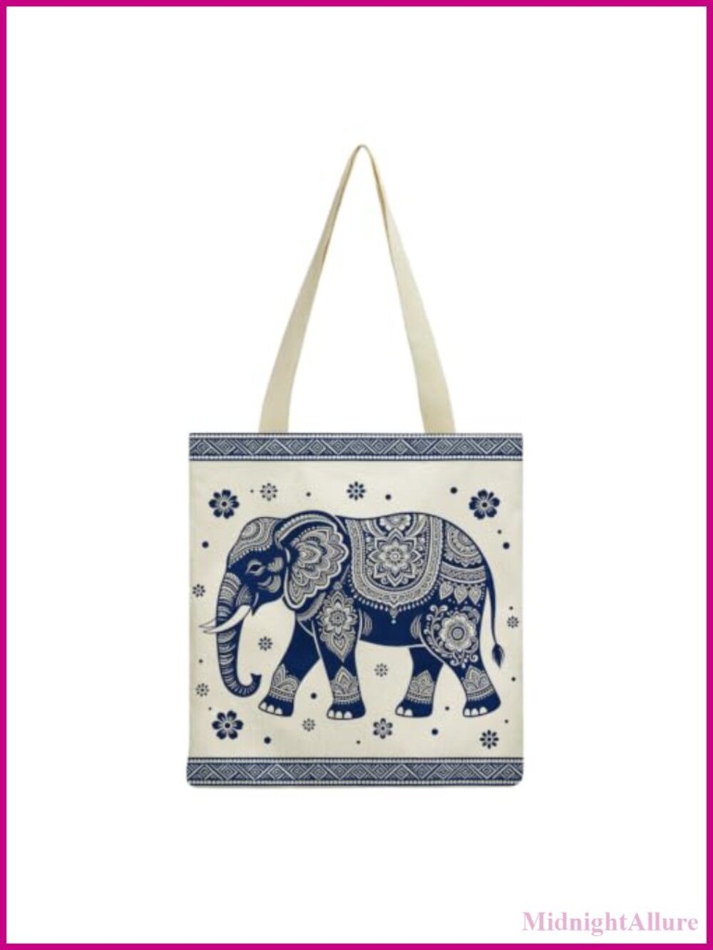 Bohemian Elephant Tote Bag Lightweight Reusable Shopper for Women